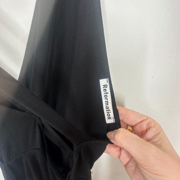 Reformation Sexy Black Vienna Maxi Deep-V Front Criss Cross Back High Slit XS - Picture 8 of 13